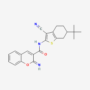 molecular formula C23H23N3O2S B5993352 N-[3-CYANO-6-(2-METHYL-2-PROPANYL)-4,5,6,7-TETRAHYDRO-1-BENZOTHIOPHEN-2-YL]-2-IMINO-2H-CHROMENE-3-CARBOXAMIDE 