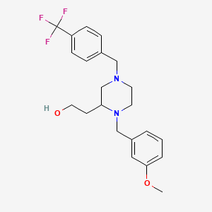 molecular formula C22H27F3N2O2 B5993487 2-{1-(3-methoxybenzyl)-4-[4-(trifluoromethyl)benzyl]-2-piperazinyl}ethanol 