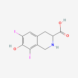 molecular formula C10H9I2NO3 B599354 7-Hydroxy-6,8-diiodo-1,2,3,4-tetrahydroisoquinoline-3-carboxylic acid CAS No. 160080-87-5