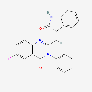 molecular formula C24H16IN3O2 B5993584 6-iodo-3-(3-methylphenyl)-2-[(2-oxo-1,2-dihydro-3H-indol-3-ylidene)methyl]-4(3H)-quinazolinone 