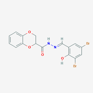 molecular formula C16H12Br2N2O4 B5993614 N'-[(E)-(3,5-dibromo-2-hydroxyphenyl)methylidene]-2,3-dihydro-1,4-benzodioxine-2-carbohydrazide 