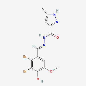 molecular formula C13H12Br2N4O3 B5993719 N'-[(E)-(2,3-dibromo-4-hydroxy-5-methoxyphenyl)methylidene]-3-methyl-1H-pyrazole-5-carbohydrazide 