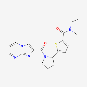 molecular formula C19H21N5O2S B5993858 N-ethyl-5-[1-(imidazo[1,2-a]pyrimidine-2-carbonyl)pyrrolidin-2-yl]-N-methylthiophene-2-carboxamide 
