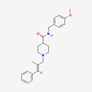 molecular formula C24H30N2O2 B5993990 N-[(4-methoxyphenyl)methyl]-1-[(E)-2-methyl-3-phenylprop-2-enyl]piperidine-4-carboxamide 