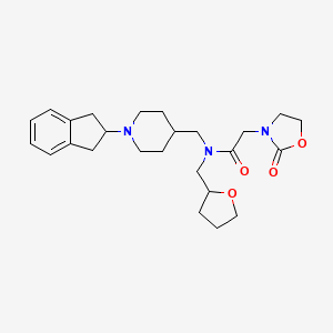 molecular formula C25H35N3O4 B5994312 N-{[1-(2,3-dihydro-1H-inden-2-yl)-4-piperidinyl]methyl}-2-(2-oxo-1,3-oxazolidin-3-yl)-N-(tetrahydro-2-furanylmethyl)acetamide 