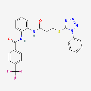 molecular formula C24H19F3N6O2S B5994396 N-[2-({3-[(1-phenyl-1H-tetrazol-5-yl)sulfanyl]propanoyl}amino)phenyl]-4-(trifluoromethyl)benzamide 
