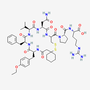 molecular formula C51H73N11O11S2 B599448 beta-Mercapto-beta,beta-cyclopentamethylene-propionyl-tyr(ET)-phe-val-asn-cys-pro-arg-OH CAS No. 110567-67-4