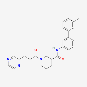 molecular formula C26H28N4O2 B5994645 N-(3'-methyl-3-biphenylyl)-1-[3-(2-pyrazinyl)propanoyl]-3-piperidinecarboxamide 