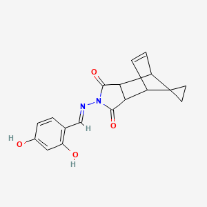 molecular formula C18H16N2O4 B5994828 2-{[(1E)-(2,4-DIHYDROXYPHENYL)METHYLENE]AMINO}-3A,4,7,7A-TETRAHYDRO-1H-SPIRO[2-AZA-4,7-METHANOISOINDOLE-8,1'-CYCLOPROPANE]-1,3(2H)-DIONE 