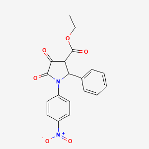 molecular formula C19H16N2O6 B599489 1-(4-Nitrophenyl)-4,5-dioxo-2-phenyl-3-pyrrolidinecarboxylic acid ethyl ester CAS No. 131189-28-1
