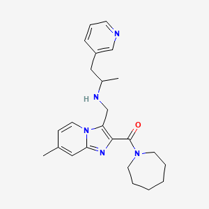 molecular formula C24H31N5O B5995087 N-{[2-(1-azepanylcarbonyl)-7-methylimidazo[1,2-a]pyridin-3-yl]methyl}-1-(3-pyridinyl)-2-propanamine 