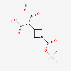 molecular formula C11H17NO6 B599521 2-(1-(叔丁氧羰基)氮杂环丁-3-基)丙二酸 CAS No. 183062-97-7