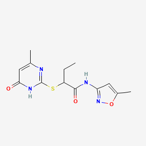 molecular formula C13H16N4O3S B5995324 N-(5-methyl-1,2-oxazol-3-yl)-2-[(4-methyl-6-oxo-1,6-dihydropyrimidin-2-yl)sulfanyl]butanamide 
