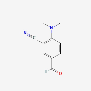 molecular formula C10H10N2O B599542 2-(Dimethylamino)-5-formylbenzonitrile CAS No. 100655-27-4