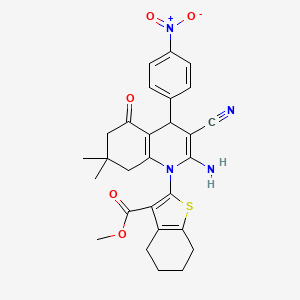 molecular formula C28H28N4O5S B5995434 METHYL 2-[2-AMINO-3-CYANO-7,7-DIMETHYL-4-(4-NITROPHENYL)-5-OXO-1,4,5,6,7,8-HEXAHYDROQUINOLIN-1-YL]-4,5,6,7-TETRAHYDRO-1-BENZOTHIOPHENE-3-CARBOXYLATE 