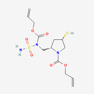 molecular formula C13H21N3O6S2 B599550 (2S,4S)-allyl 2-(((allyloxycarbonyl)(sulfamoyl)amino)methyl)-4-mercaptopyrrolidine-1-carboxylate CAS No. 148017-51-0