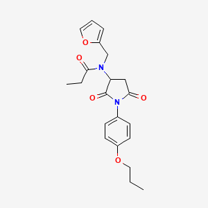 molecular formula C21H24N2O5 B5995580 N-[2,5-dioxo-1-(4-propoxyphenyl)-3-pyrrolidinyl]-N-(2-furylmethyl)propanamide 