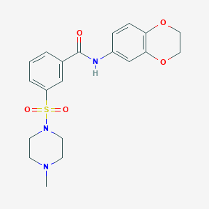 molecular formula C20H23N3O5S B5995681 N-(2,3-dihydro-1,4-benzodioxin-6-yl)-3-[(4-methyl-1-piperazinyl)sulfonyl]benzamide 