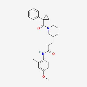 molecular formula C26H32N2O3 B5995687 N-(4-methoxy-2-methylphenyl)-3-{1-[(1-phenylcyclopropyl)carbonyl]-3-piperidinyl}propanamide 