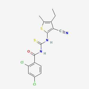 molecular formula C16H13Cl2N3OS2 B5995815 N-(3-CYANO-4-ETHYL-5-METHYL-2-THIENYL)-N'-(2,4-DICHLOROBENZOYL)THIOUREA 