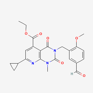 molecular formula C23H23N3O6 B5995898 ETHYL 7-CYCLOPROPYL-3-[(5-FORMYL-2-METHOXYPHENYL)METHYL]-1-METHYL-2,4-DIOXO-1H,2H,3H,4H-PYRIDO[2,3-D]PYRIMIDINE-5-CARBOXYLATE 