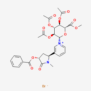 molecular formula C30H33BrN2O12 B599593 反式-3'-苯甲酰氧基可替宁 2,3,4-三-O-乙酰基-N-|A-D-葡萄糖醛酸甲酯溴化物 CAS No. 146490-58-6