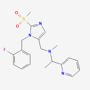 molecular formula C20H23FN4O2S B5996333 N-{[1-(2-fluorobenzyl)-2-(methylsulfonyl)-1H-imidazol-5-yl]methyl}-N-methyl-1-(2-pyridinyl)ethanamine 