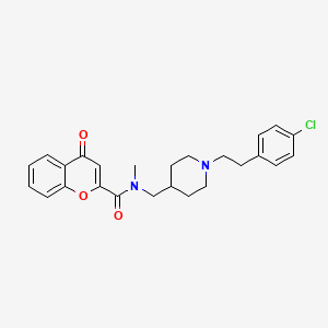 molecular formula C25H27ClN2O3 B5996345 N-[[1-[2-(4-chlorophenyl)ethyl]piperidin-4-yl]methyl]-N-methyl-4-oxochromene-2-carboxamide 