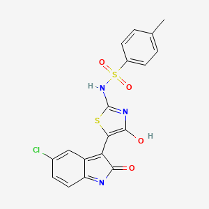molecular formula C18H12ClN3O4S2 B5996492 N-[5-(5-chloro-2-oxo-1,2-dihydro-3H-indol-3-ylidene)-4-oxo-1,3-thiazolidin-2-ylidene]-4-methylbenzenesulfonamide 