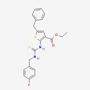 molecular formula C22H21FN2O2S2 B5996506 ethyl 5-benzyl-2-({[(4-fluorobenzyl)amino]carbonothioyl}amino)-3-thiophenecarboxylate 