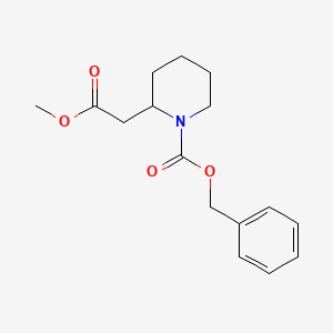 molecular formula C16H21NO4 B599666 Benzyl 2-(2-methoxy-2-oxoethyl)piperidine-1-carboxylate CAS No. 169384-56-9