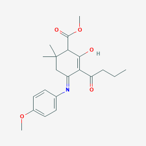 molecular formula C21H27NO5 B5996881 methyl 3-butyryl-4-[(4-methoxyphenyl)amino]-6,6-dimethyl-2-oxo-3-cyclohexene-1-carboxylate 