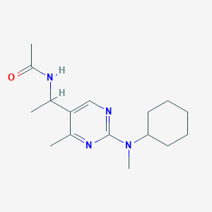 molecular formula C16H26N4O B5996974 N-(1-{2-[cyclohexyl(methyl)amino]-4-methyl-5-pyrimidinyl}ethyl)acetamide 