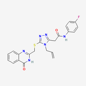 molecular formula C22H19FN6O2S B5997061 N-(4-fluorophenyl)-2-[5-{[(4-oxo-3,4-dihydroquinazolin-2-yl)methyl]sulfanyl}-4-(prop-2-en-1-yl)-4H-1,2,4-triazol-3-yl]acetamide 