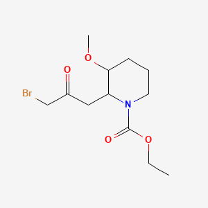 molecular formula C12H20BrNO4 B599707 Ethyl 2-(3-bromo-2-oxopropyl)-3-methoxypiperidine-1-carboxylate CAS No. 100524-99-0
