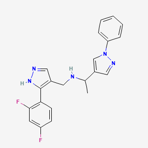 molecular formula C21H19F2N5 B5997144 N-[[5-(2,4-difluorophenyl)-1H-pyrazol-4-yl]methyl]-1-(1-phenylpyrazol-4-yl)ethanamine 