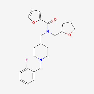 molecular formula C23H29FN2O3 B5997227 N-{[1-(2-fluorobenzyl)-4-piperidinyl]methyl}-N-(tetrahydro-2-furanylmethyl)-2-furamide 
