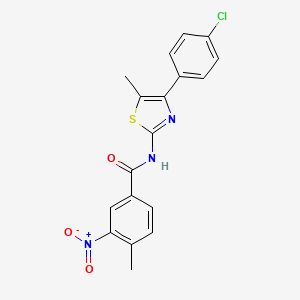 molecular formula C18H14ClN3O3S B5997275 N-[4-(4-chlorophenyl)-5-methyl-1,3-thiazol-2-yl]-4-methyl-3-nitrobenzamide 