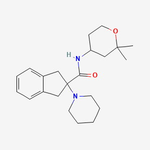 molecular formula C22H32N2O2 B5997459 N-(2,2-dimethyloxan-4-yl)-2-piperidin-1-yl-1,3-dihydroindene-2-carboxamide 