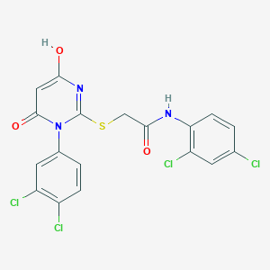 molecular formula C18H11Cl4N3O3S B5997546 N-(2,4-dichlorophenyl)-2-{[1-(3,4-dichlorophenyl)-4-hydroxy-6-oxo-1,6-dihydro-2-pyrimidinyl]thio}acetamide 