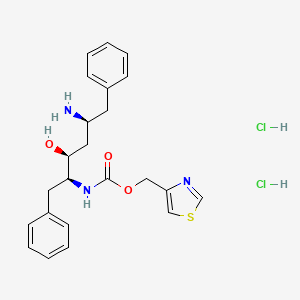 molecular formula C23H29Cl2N3O3S B599758 Carbamicacid, [(1S,2S,4S)-4-amino-2-hydroxy-5-phenyl-1-(phenylmethyl)pentyl]-,5-thiazolylmethyl ester, dihydrochloride (9CI) CAS No. 162990-03-6