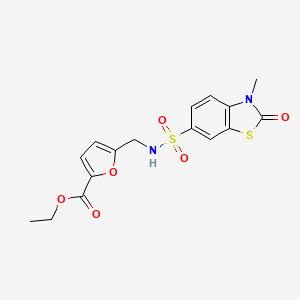 molecular formula C16H16N2O6S2 B5997582 ethyl 5-({[(3-methyl-2-oxo-2,3-dihydro-1,3-benzothiazol-6-yl)sulfonyl]amino}methyl)-2-furoate 