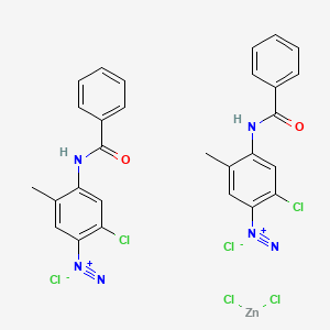 molecular formula C28H22Cl6N6O2Zn B599763 4-Benzamido-2-chloro-5-methylbenzenediazonium;dichlorozinc;dichloride CAS No. 102601-62-7