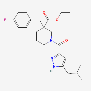 molecular formula C23H30FN3O3 B5997688 ethyl 3-[(4-fluorophenyl)methyl]-1-[5-(2-methylpropyl)-1H-pyrazole-3-carbonyl]piperidine-3-carboxylate 