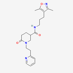 molecular formula C21H28N4O3 B5997766 N-[3-(3,5-dimethyl-1,2-oxazol-4-yl)propyl]-6-oxo-1-(2-pyridin-2-ylethyl)piperidine-3-carboxamide 