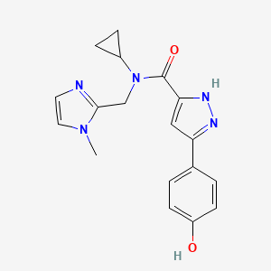 molecular formula C18H19N5O2 B5997774 N-cyclopropyl-3-(4-hydroxyphenyl)-N-[(1-methylimidazol-2-yl)methyl]-1H-pyrazole-5-carboxamide 