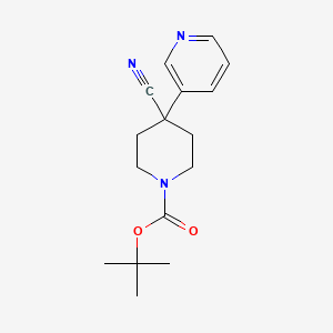 molecular formula C16H21N3O2 B599778 tert-Butyl 4-cyano-4-(pyridin-3-yl)piperidine-1-carboxylate CAS No. 167262-98-8