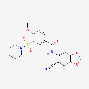 molecular formula C21H21N3O6S B5997807 N-(6-CYANO-2H-1,3-BENZODIOXOL-5-YL)-4-METHOXY-3-(PIPERIDINE-1-SULFONYL)BENZAMIDE 