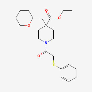 molecular formula C22H31NO4S B5997892 ethyl 1-[(phenylthio)acetyl]-4-(tetrahydro-2H-pyran-2-ylmethyl)-4-piperidinecarboxylate 