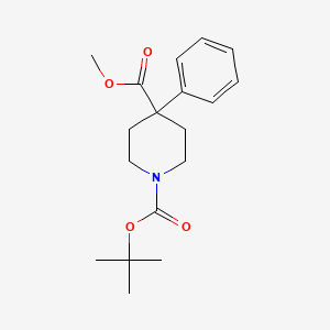 molecular formula C18H25NO4 B599792 1-Tert-butyloxycarbonyl-4-phenyl-piperidine-4-carboxylic acid methyl ester CAS No. 167262-47-7